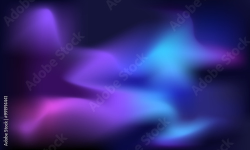 Vector of abstract neon color light glow on dark black background. Fluid Blurred Gradient backdrop for poster, brochure, advertising, invitation Card, music Festival, futuristic background.