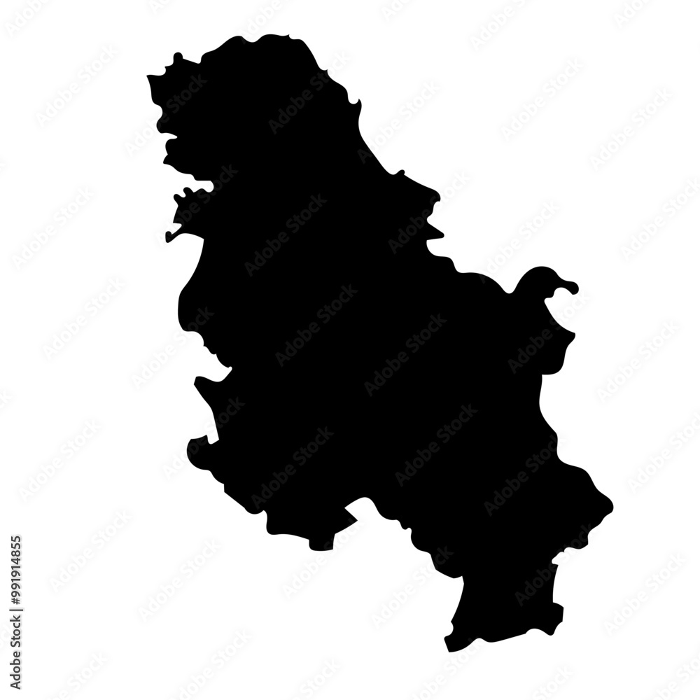 Hand drawn black map of Serbia. Silhouette, Europe geography. Vector isolated on white background Hand drawn black map of Serbia. Silhouette, Europe geography. Vector isolated on white background
