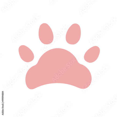 Cat paw footprint. Stripes, claws, cute cat leg, fur. Cartoon hand-drawn vector isolated on white