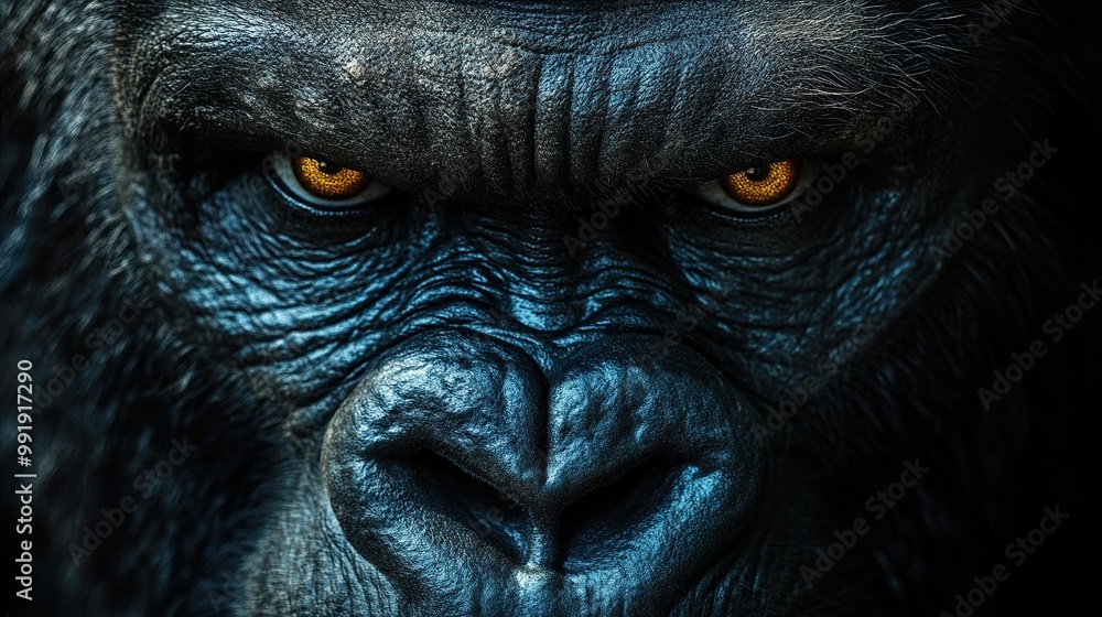 Intense Gaze of a Powerful Gorilla: Close-up Portrait Intense Gaze of a Powerful Gorilla: Close-up Portrait