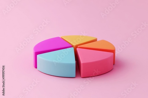 Colorful pie chart on a pink background representing business data and marketing analytics concepts