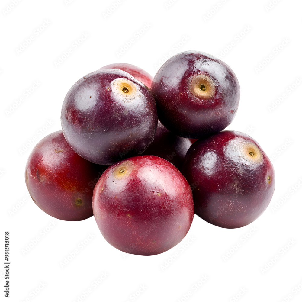 Obraz premium Exotic Fruits - Camu Camu. A small cluster of Camu Camu berries with their reddish-purple skin, isolated on transparent backdrop.