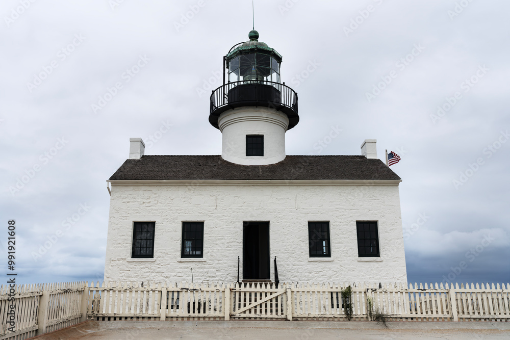 Historic lighthouse building at Cabrillo National Monument Park in San Diego California. Historic lighthouse building at Cabrillo National Monument Park in San Diego California.