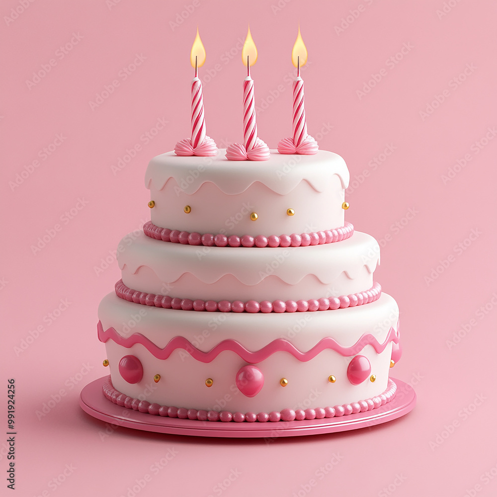 birthday cake with candles over pink background birthday cake with candles over pink background