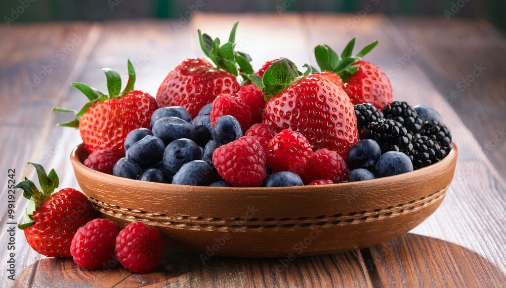bowl of berry fruits, AI generated bowl of berry fruits, AI generated
