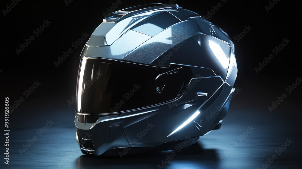 Fototapeta premium Sleek Modern Safety Helmet with Futuristic Design