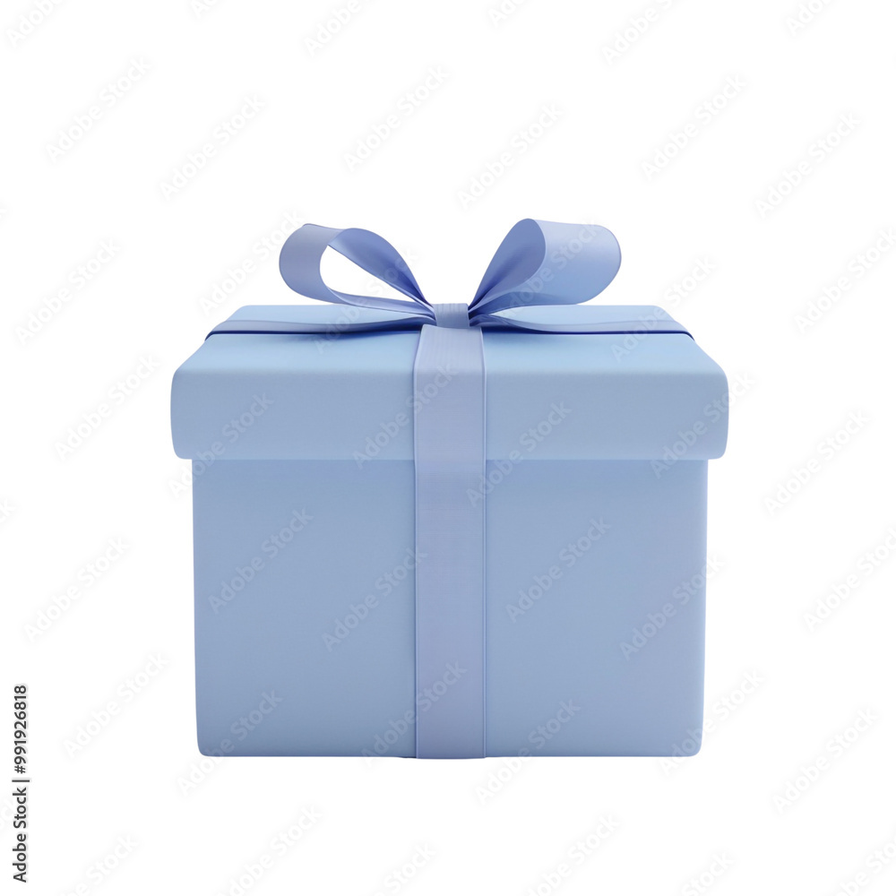 A Light Blue Gift Box with a White Ribbon A Light Blue Gift Box with a White Ribbon