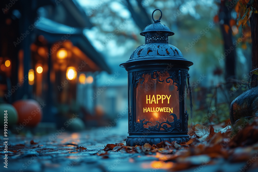 A haunted lantern casting flickering light, with A haunted lantern casting flickering light, with