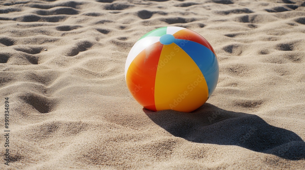 multicolored beach ball bouncing on the sandy beach multicolored beach ball bouncing on the sandy beach