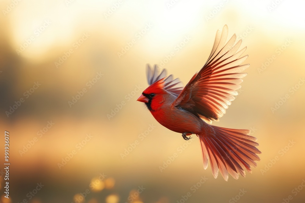 World Migratory Bird Day. Red-breasted cardinal (Carduelis carduelis). Migratory birds in flight against a blurred landscape during seasonal journey with generative ai World Migratory Bird Day. Red-breasted cardinal (Carduelis carduelis). Migratory birds in flight against a blurred landscape during seasonal journey with generative ai