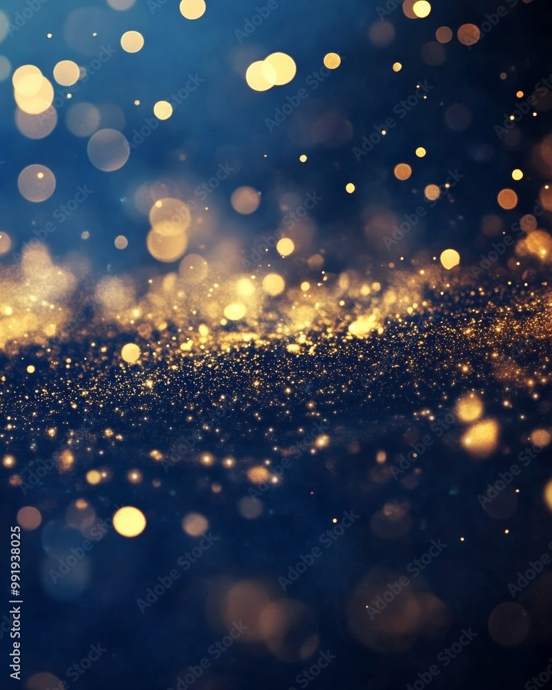 Stunning New Year's celebration background with blue and gold fireworks and festive bokeh lights Stunning New Year's celebration background with blue and gold fireworks and festive bokeh lights