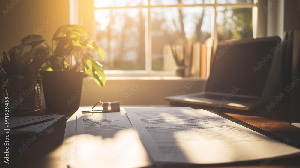 Fototapeta premium white contract spread out on an office desk