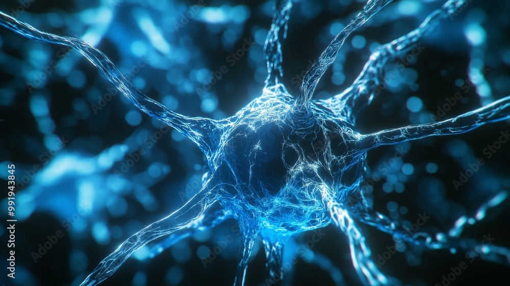 brain cell, showcasing its intricate connections brain cell, showcasing its intricate connections