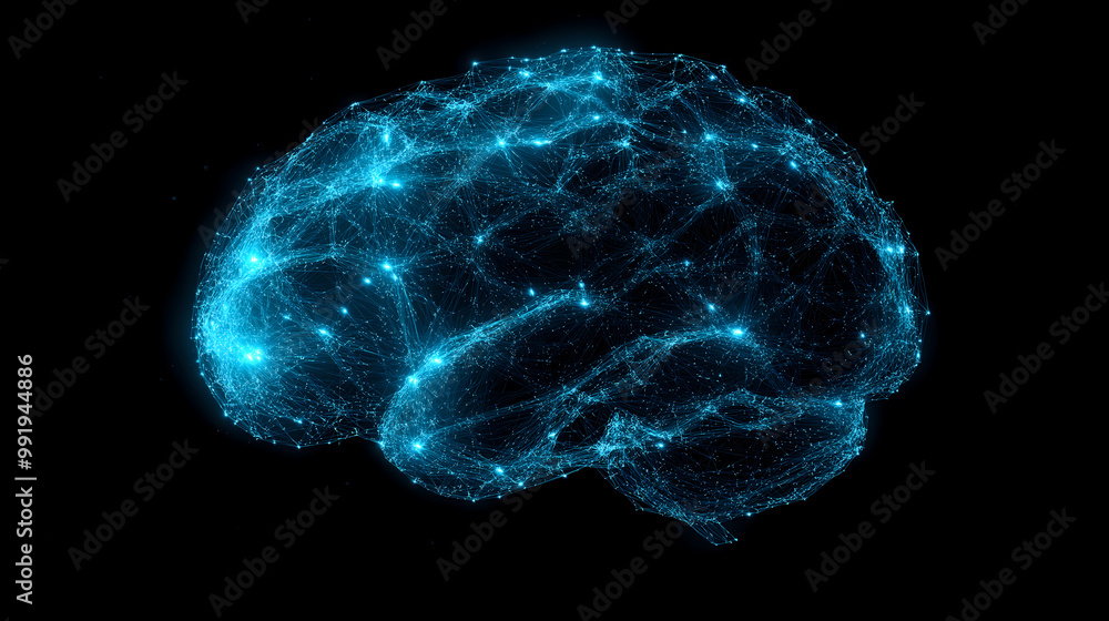 Glowing human brain with interconnected circuitry neurons Glowing human brain with interconnected circuitry neurons