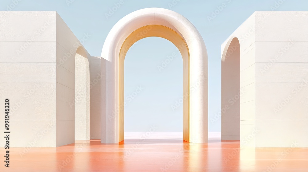 Fototapeta premium A Beautiful Minimalist Archway Designed in Soft and Appealing Pastel Color Shades