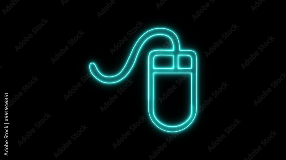 Glowing Neon Mouse Icon Isolated on Black Background - HD Video Motion Graphics Animation Representing Computer Mouse Interaction Glowing Neon Mouse Icon Isolated on Black Background - HD Video Motion Graphics Animation Representing Computer Mouse Interaction