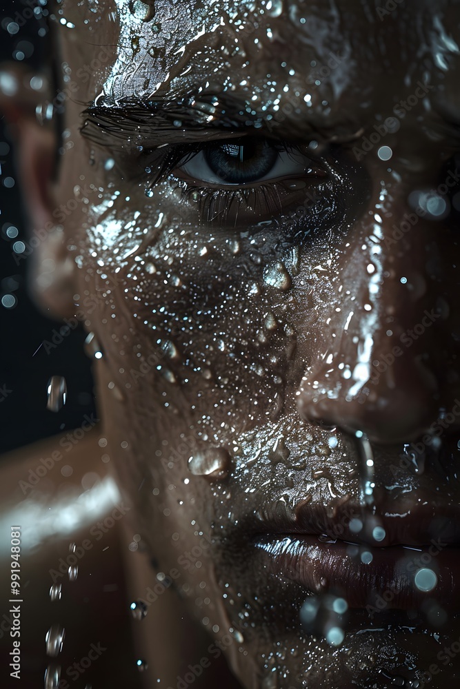World-class swimmers face in shape studio lighting water World-class swimmers face in shape studio lighting water