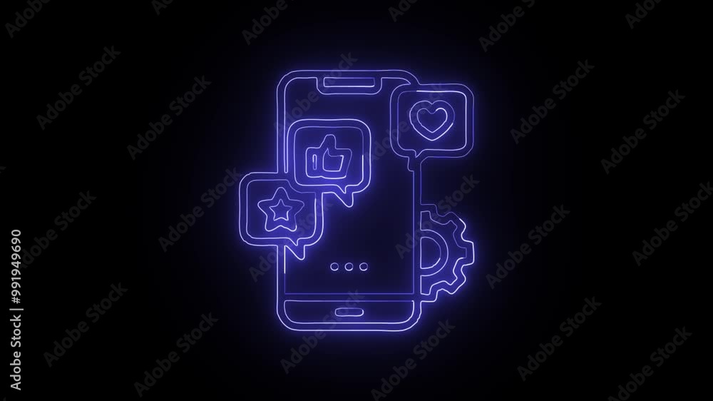 Glowing Neon Social Media Icon Isolated on Black Background - HD Video Motion Graphics Animation for Connectivity and Digital Engagement Glowing Neon Social Media Icon Isolated on Black Background - HD Video Motion Graphics Animation for Connectivity and Digital Engagement