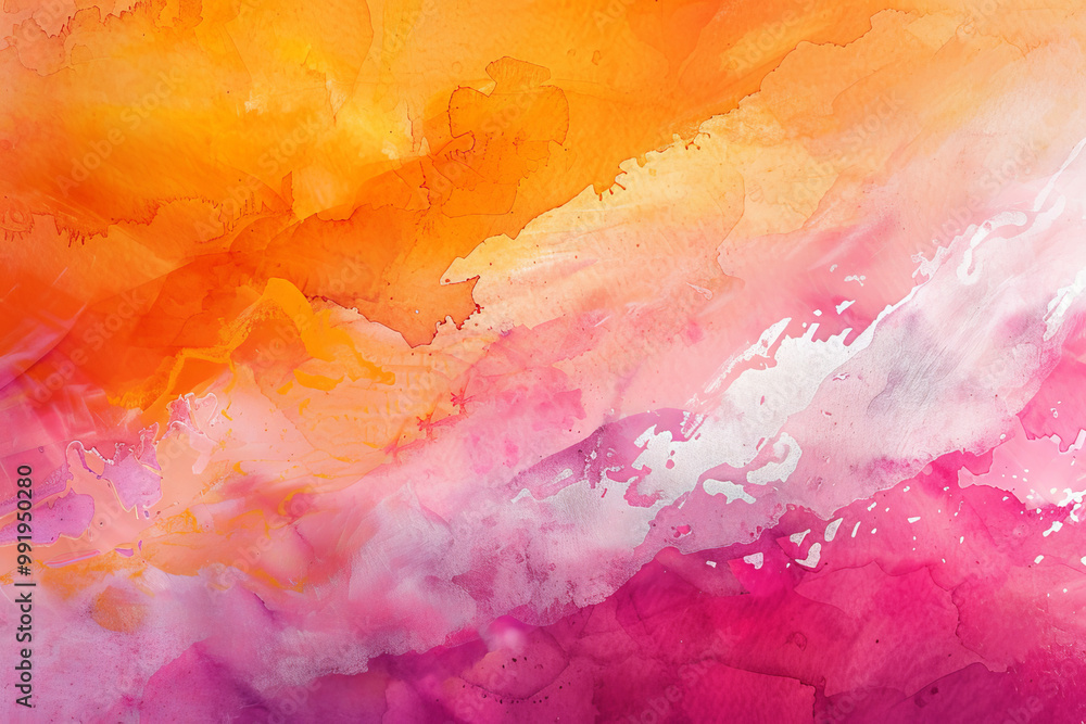 A painting of a pink and orange background with white and pink strokes A painting of a pink and orange background with white and pink strokes