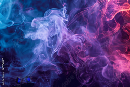 A colorful smokey background with purple, blue and pink swirls