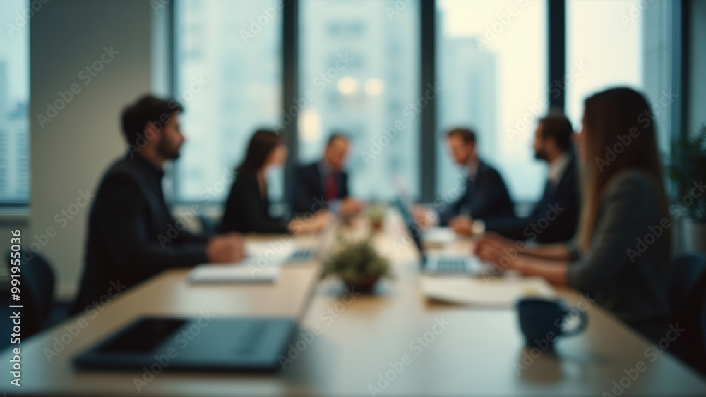 Blurred Office Meeting with Collaborative Work Setting Blurred Office Meeting with Collaborative Work Setting