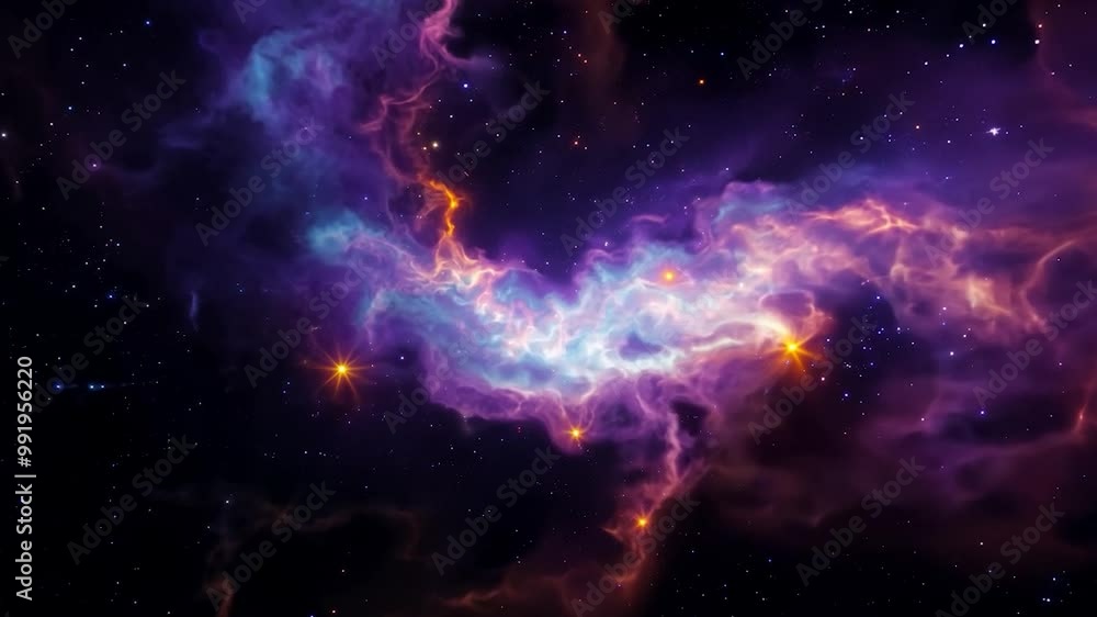 A vibrant cosmic nebula filled with swirling gases and bright stars, illuminated against the vast darkness of space, demonstrating the beauty of the universe A vibrant cosmic nebula filled with swirling gases and bright stars, illuminated against the vast darkness of space, demonstrating the beauty of the universe