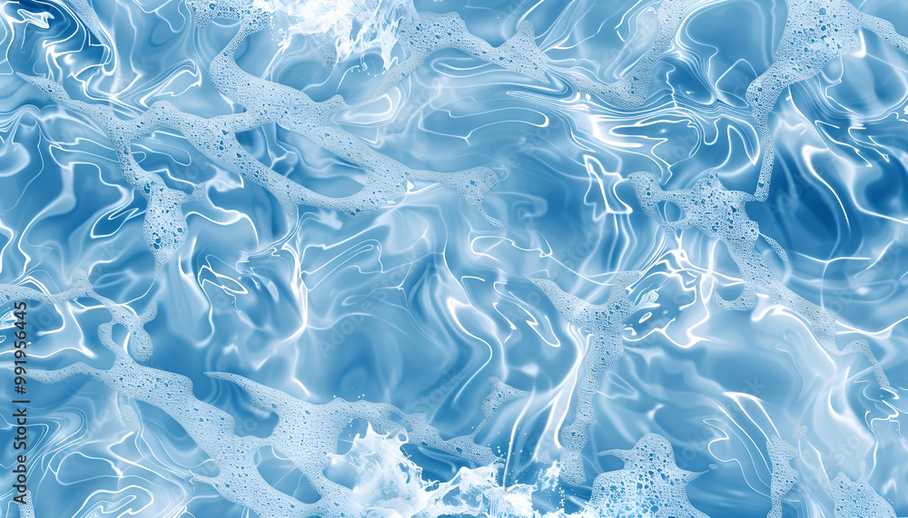 Seamless, tileable water texture with a vivid blue pattern, ideal for backgrounds and design projects Seamless, tileable water texture with a vivid blue pattern, ideal for backgrounds and design projects