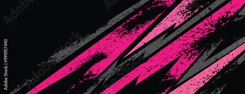 Geometric pink grey pattern vector illustration. Sport car decal