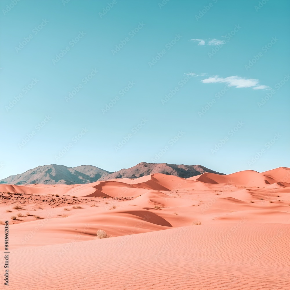 Naklejka premium Tranquil Moroccan desert landscape bathed in warm sunlight picture