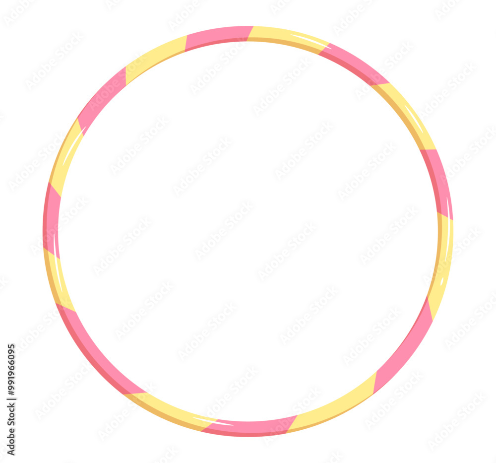 Pink and yellow color Hula-hoop isolated on white background. Equipment for exercise, workout, healthy lifestyle. Flat vector illustration. Pink and yellow color Hula-hoop isolated on white background. Equipment for exercise, workout, healthy lifestyle. Flat vector illustration.