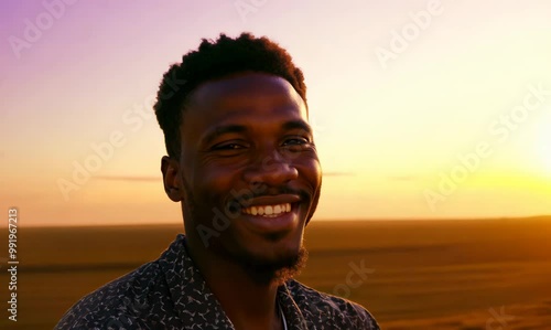 Botswanan Man Smiling at Stunning Sunset
