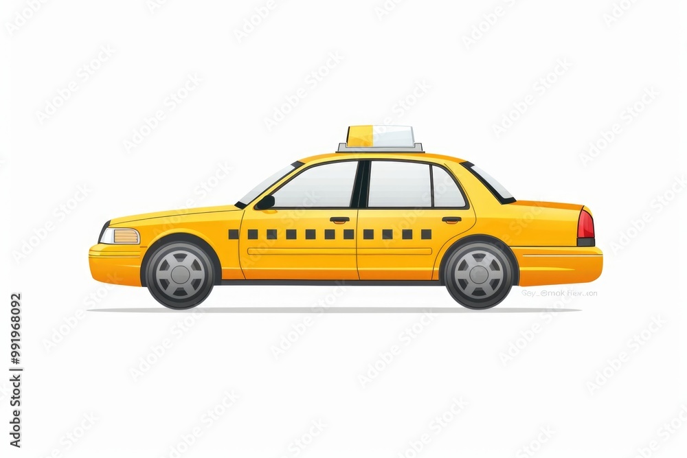 A classic yellow taxi cab with a distinctive white roof, ready for urban adventures A classic yellow taxi cab with a distinctive white roof, ready for urban adventures