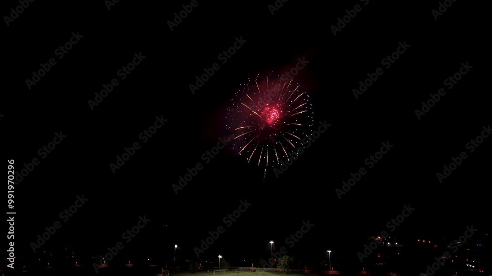 Fireworks Show During July 4Th Celebration - Low Angle Shot Fireworks Show During July 4Th Celebration - Low Angle Shot