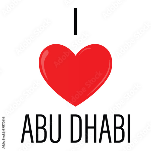 i love abu dhabi red color heart vector illustration isolated editable on white background.