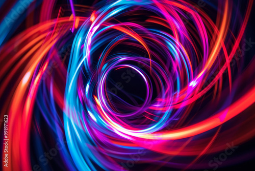 A colorful spiral with a black hole in the middle