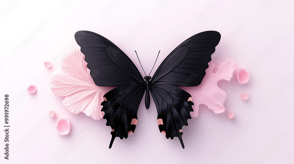 Fototapeta premium Captivating close-up of a Moon butterfly showcasing its intricate details against a delicate white background
