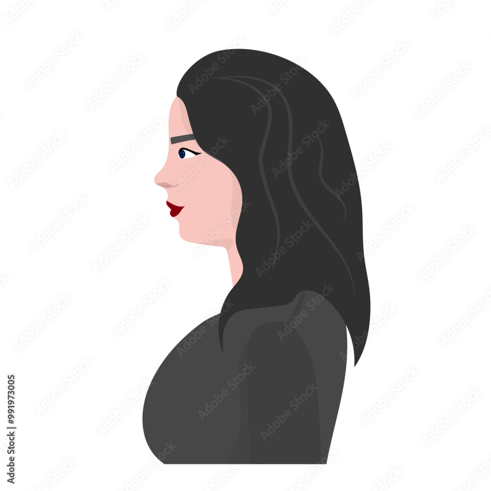Girl in profile with long dark hair Girl in profile with long dark hair
