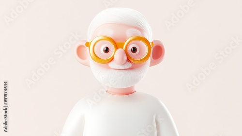 Charming and delightful Cartoon Grandpa Character wearing cute Glasses, full of cheerfulness photo