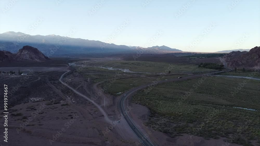 4k cinematic drone. Uspallata is a village in, Mendoza, Argentina, in a scenic location on the road that crosses the Andes between Mendoza and Santiago in Chile. Beautiful mountains. 4k cinematic drone. Uspallata is a village in, Mendoza, Argentina, in a scenic location on the road that crosses the Andes between Mendoza and Santiago in Chile. Beautiful mountains.