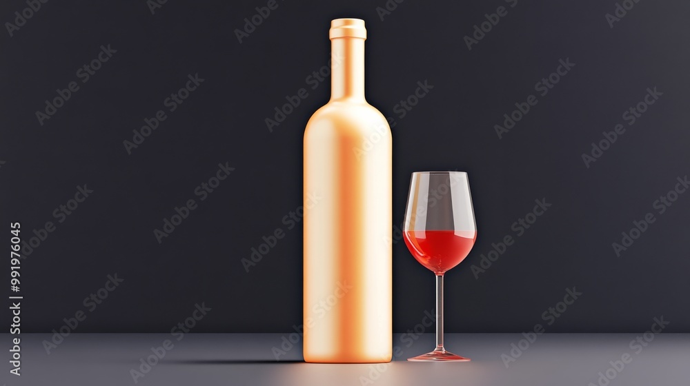 An Elegant Arrangement of a Wine Bottle and a Glass that Enhances Any Setting or Occasion An Elegant Arrangement of a Wine Bottle and a Glass that Enhances Any Setting or Occasion