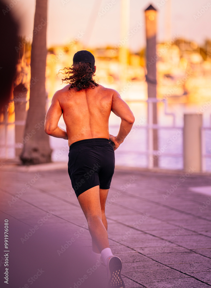 person running on the marina coconut grove miami person running on the marina coconut grove miami