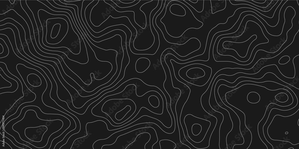 Abstract black and white topography map design. abstract topographic map with wave line pattern. Mountain topographic terrain map background. Abstract black and white topography map design. abstract topographic map with wave line pattern. Mountain topographic terrain map background.