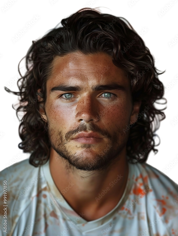 Portrait of a handsome young man with wet hair on transparent background Portrait of a handsome young man with wet hair on transparent background