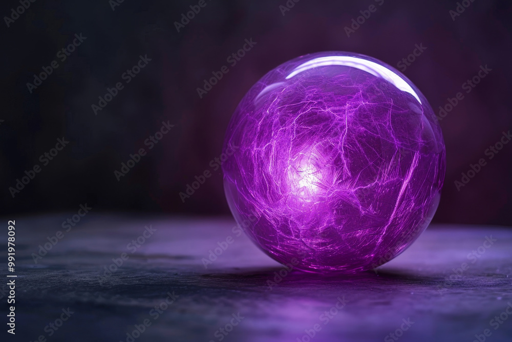 Fototapeta premium A purple ball with a glowing light inside