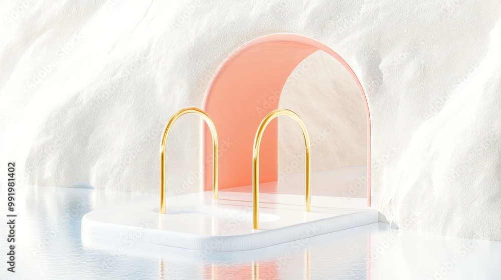 Stylish Modern Archway Designed in a Minimalist Approach Featuring a Reflective Surface Stylish Modern Archway Designed in a Minimalist Approach Featuring a Reflective Surface