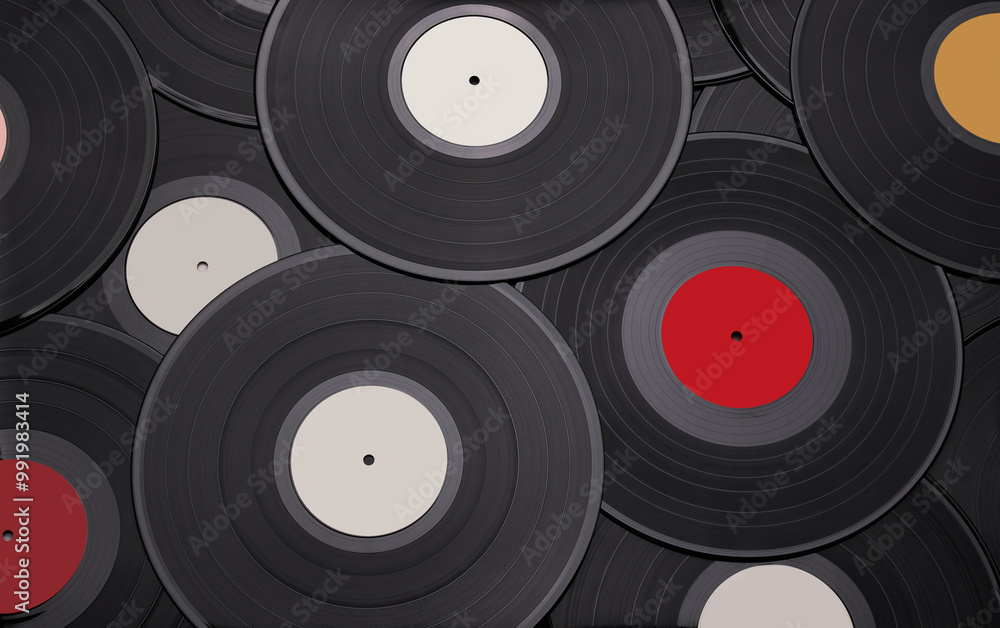 Vinyl records on a stack. Analog sound. Vinyl records background Vinyl records on a stack. Analog sound. Vinyl records background