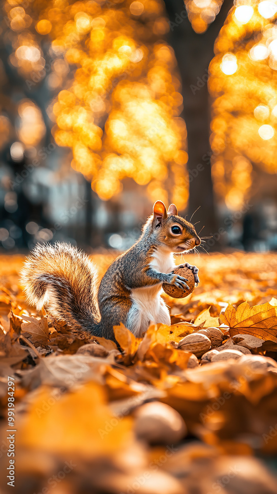 Playful Squirrel in Fall Foliage Playful Squirrel in Fall Foliage