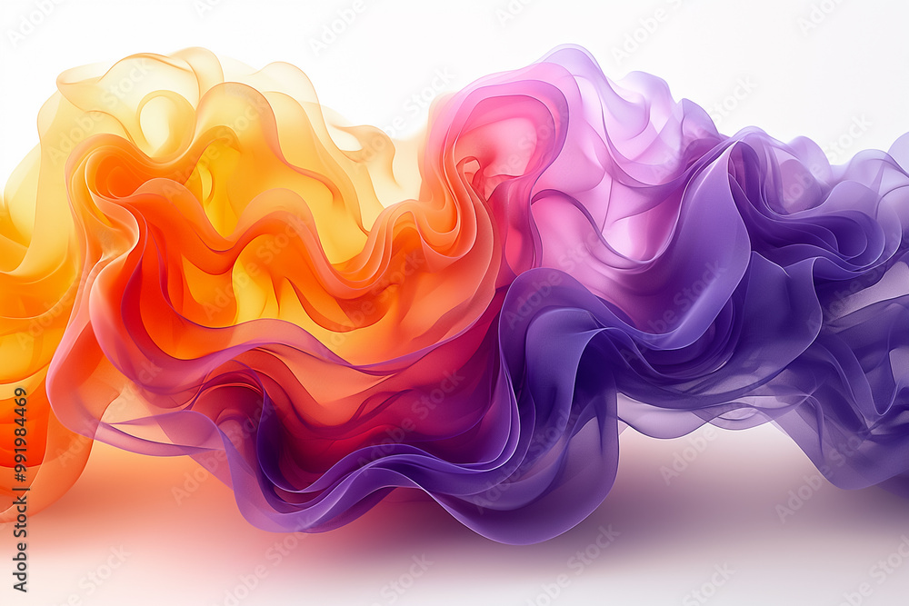 Soft layers of translucent fabric in warm shades of orange, pink, and purple flow gracefully together, forming a visually appealing background ideal for digital use Soft layers of translucent fabric in warm shades of orange, pink, and purple flow gracefully together, forming a visually appealing background ideal for digital use