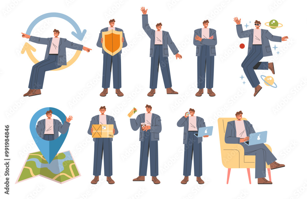 Businessman set. Flat Vector Illustration Businessman set. Flat Vector Illustration