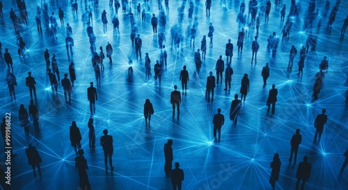 connections between silhouettes (figures) of people or businessmen